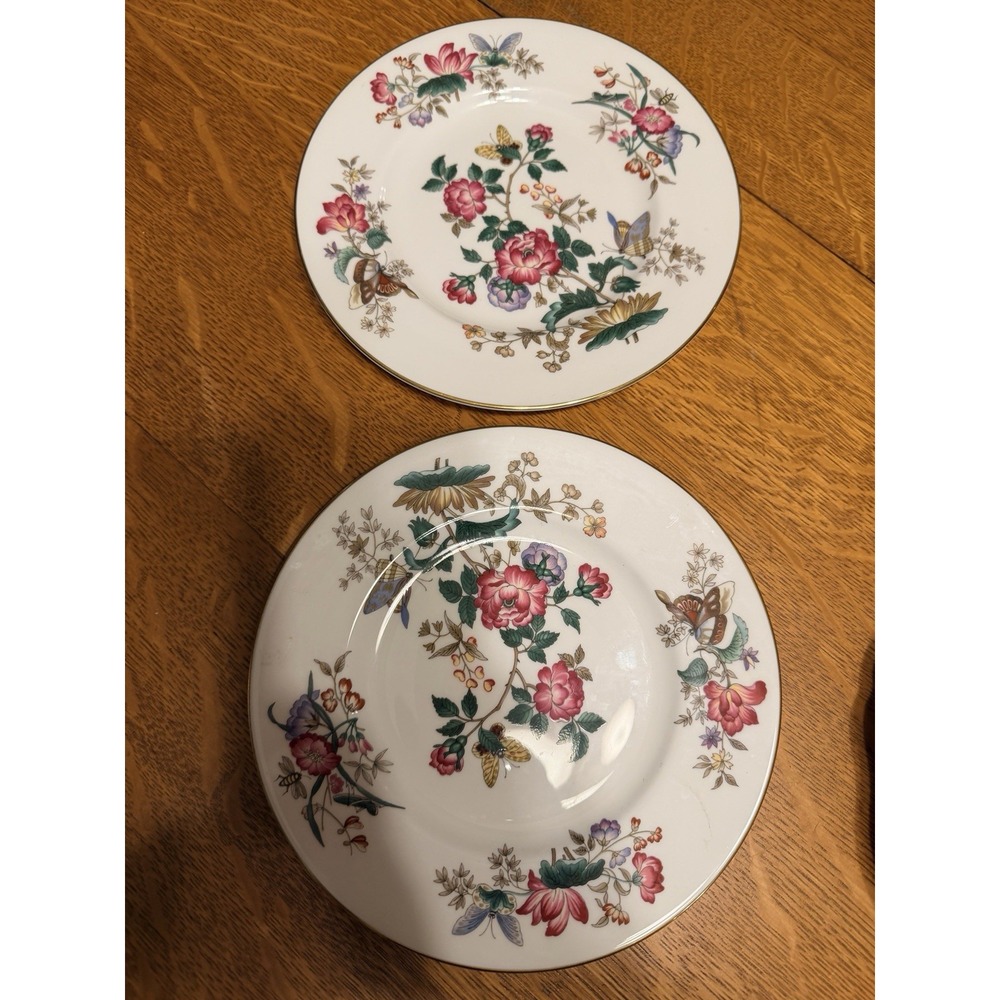 Pair Vintage Wedgwood Charnwood 8.25" Salad Plates Butterflies MINT